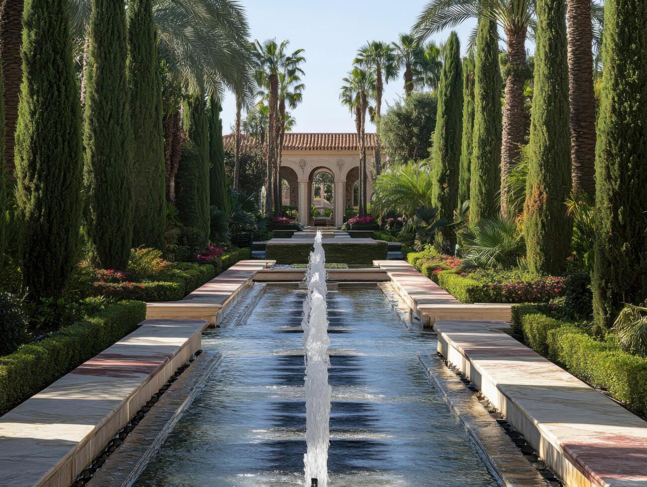Relaxing Marble Fountain Assembly As Garden Installation Piece photo