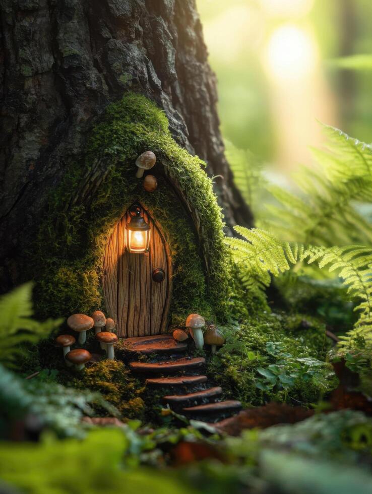 Miniature Mysterious Gateway Nestled Deep in Forest photo