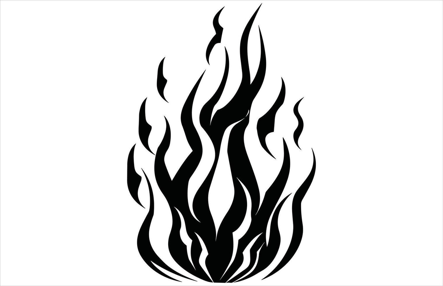 Tribal Flame Silhouette Fire Tattoo Design Clipart vector