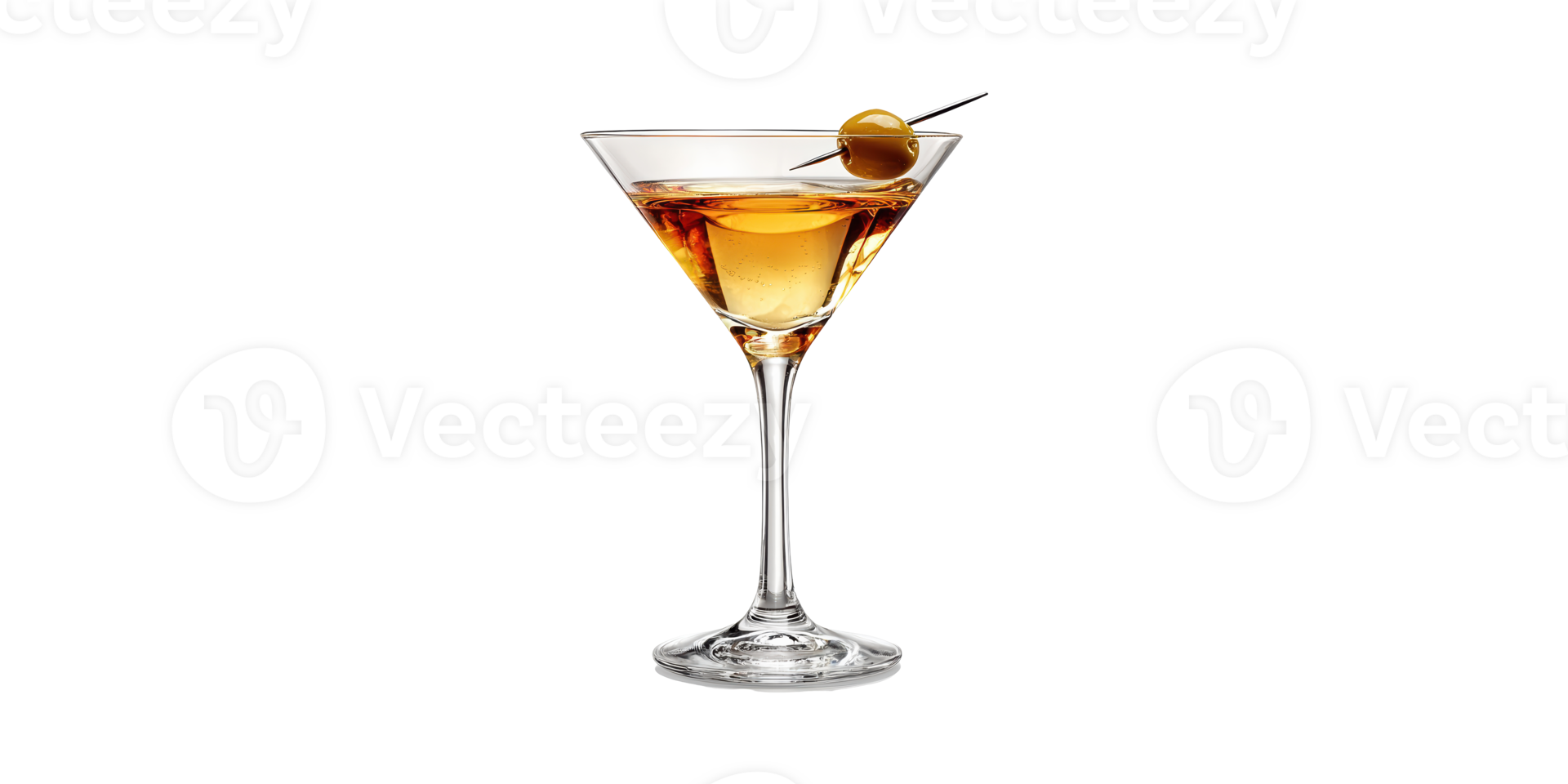 Classic Martini Cocktail With Olive Garnish. Elegant Drink Presentation Isolated On Transparent Background png