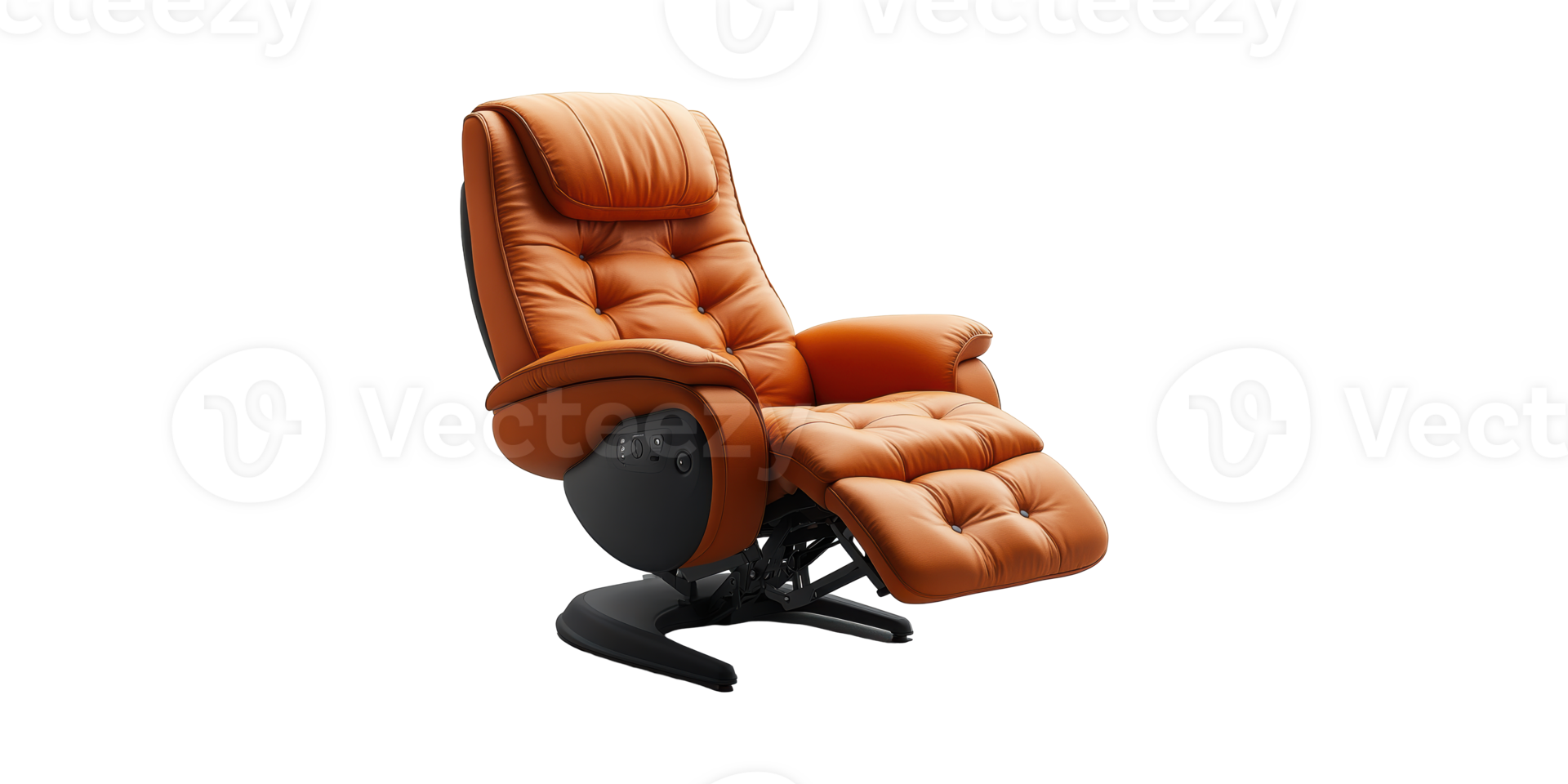 Luxurious Brown Leather Recliner Chair. Comfort And Relaxation In Modern Home Furniture Design Isolated On Transparent Background png