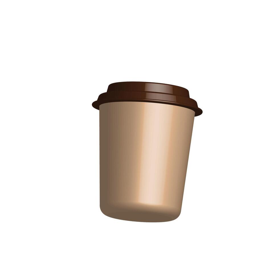 A tan disposable coffee cup with a brown lid. Stock Illustration vector