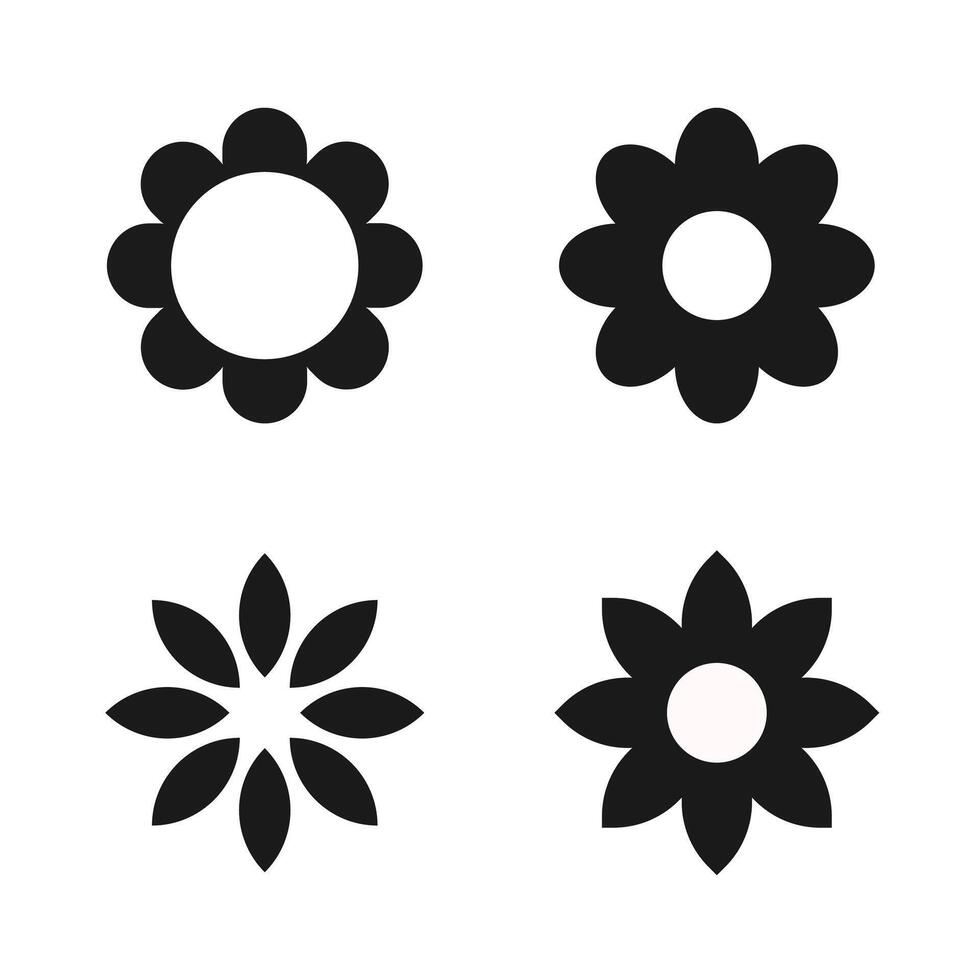 set of flowers. stock illustration. black and white vector