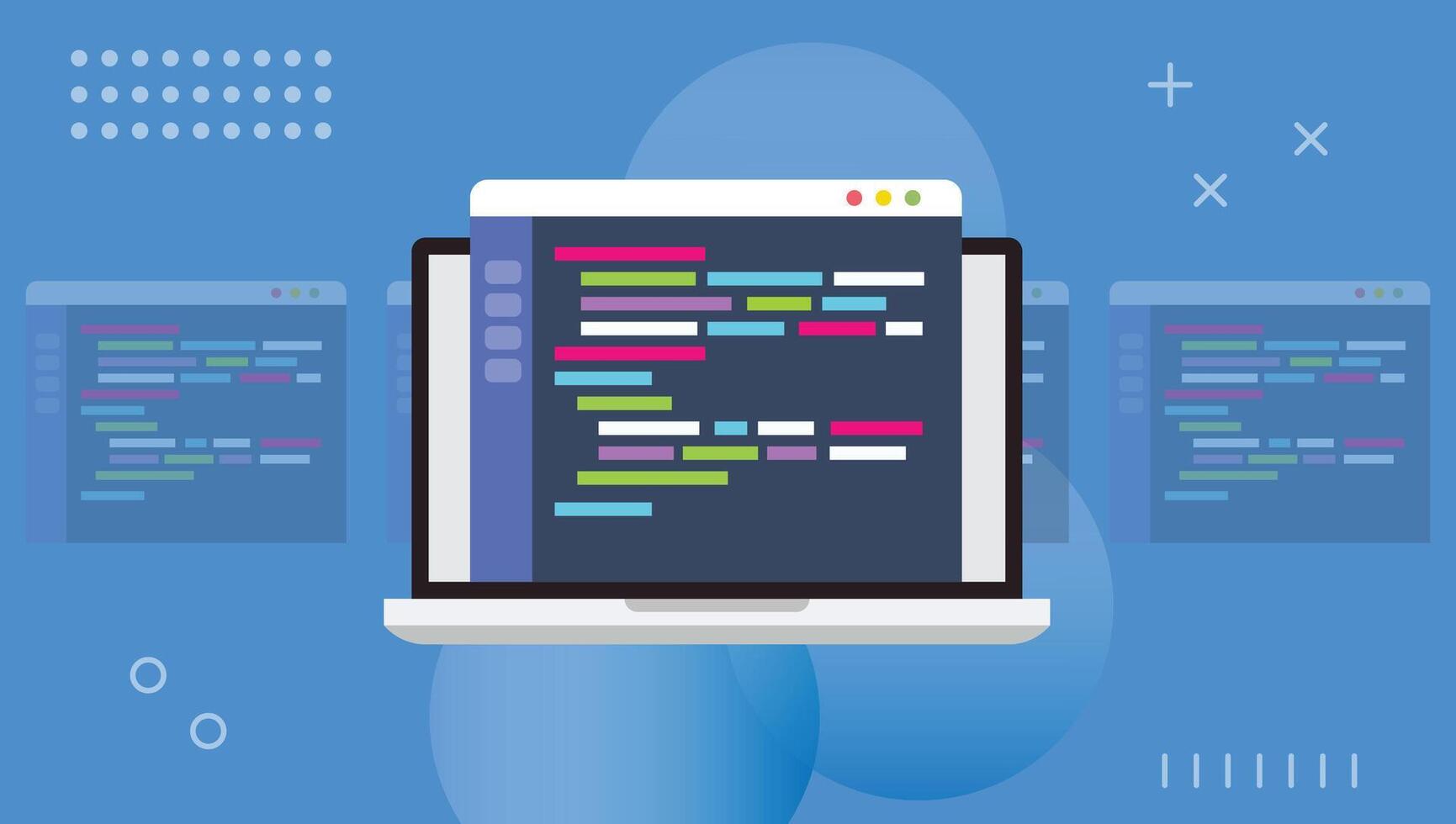 code script example stock illustration. web design. programming language vector