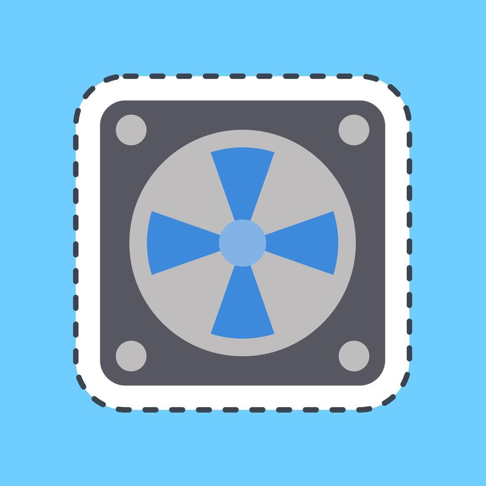 Cutting line sticker cooling fan. Computer components elements. vector