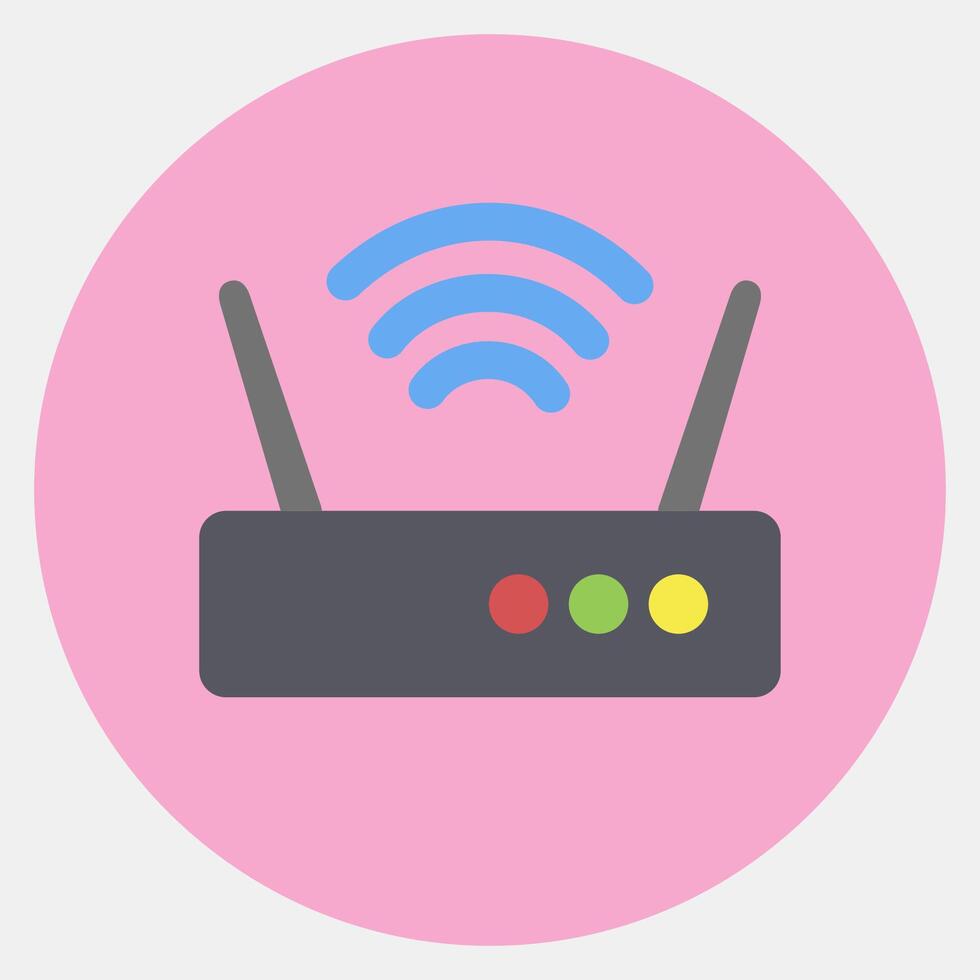 icono enrutador computadora componentes elementos. icono en color compañero estilo. vector