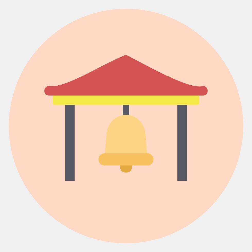 Icon bell. Buddhism and vesak elements. Icon in color mate style. vector