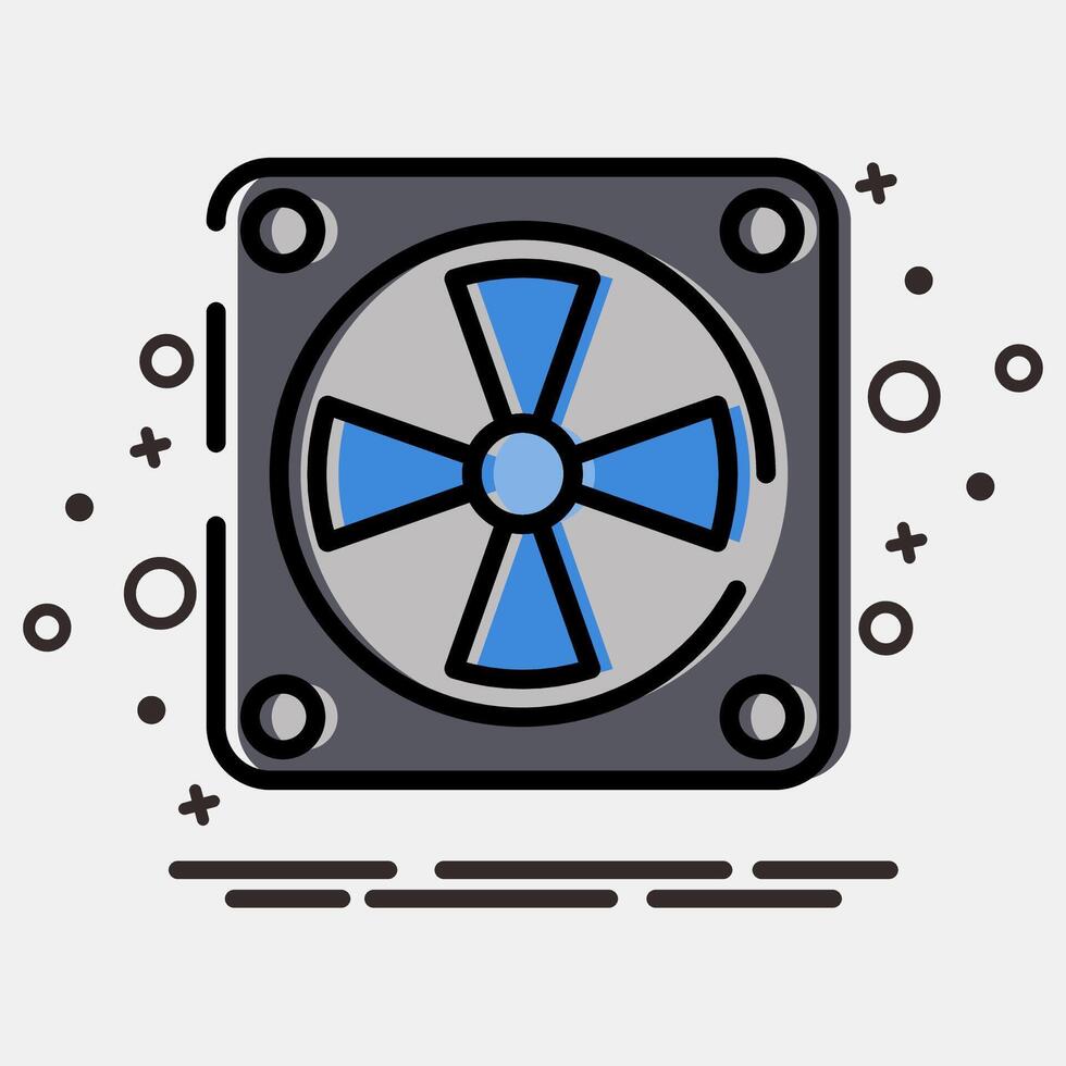 Icon cooling fan. Computer components elements. Icon in MBE style. vector
