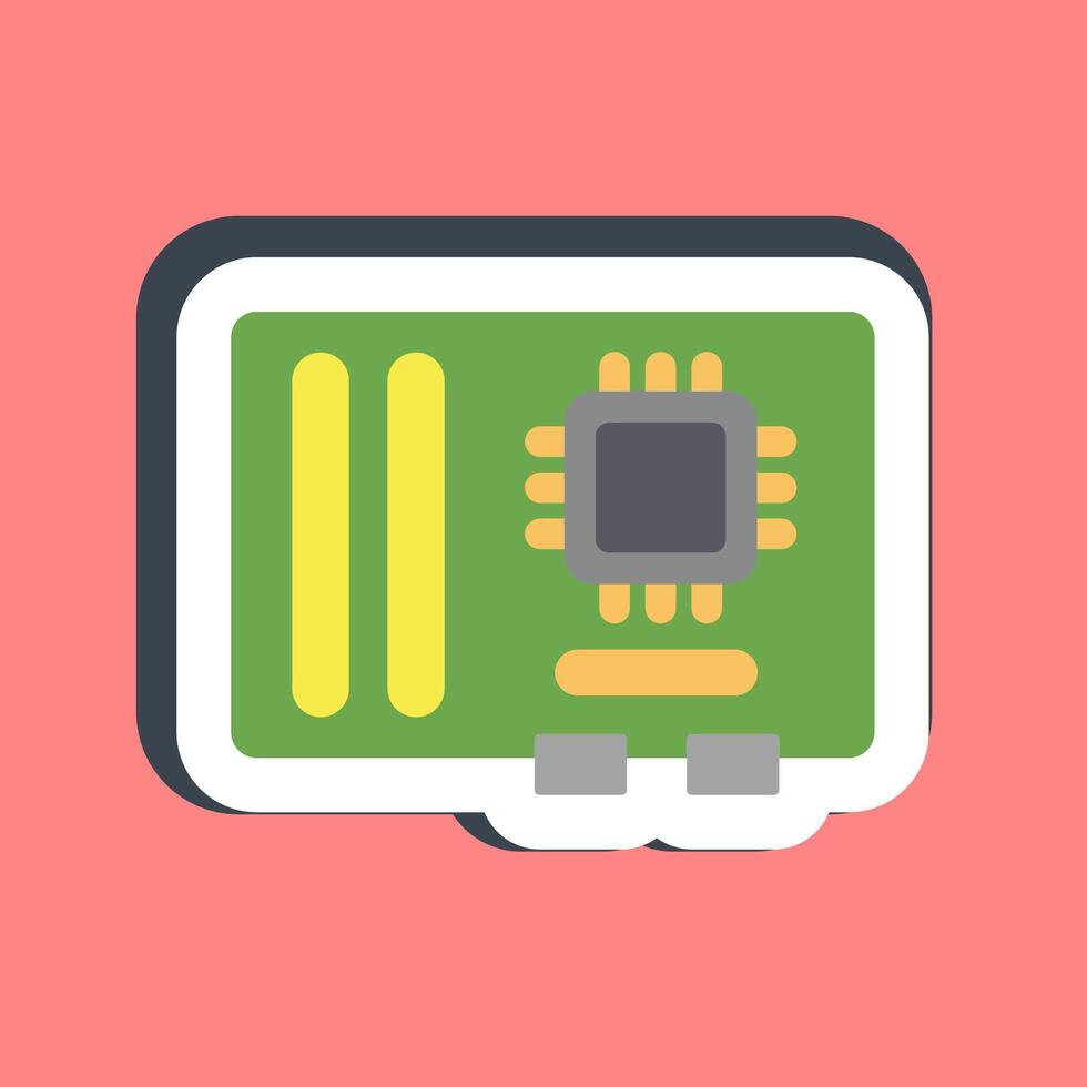 Sticker motherboard. Computer components elements. vector