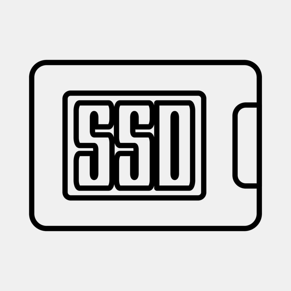 Icon ssd. Computer components elements. Icon in line style. vector