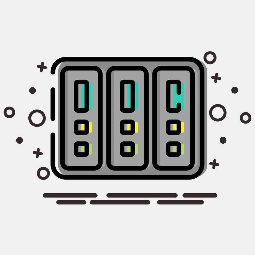 Icon data center. Computer components elements. Icon in MBE style. vector