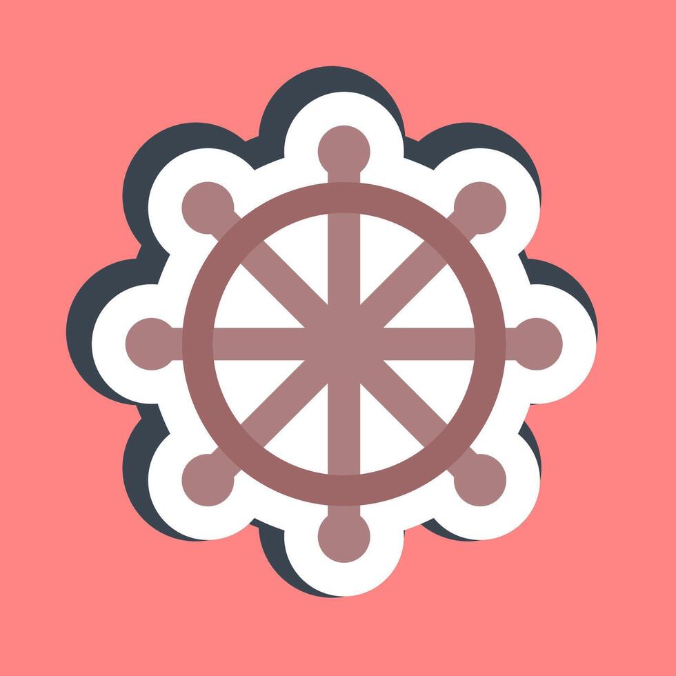 Sticker dharma wheel. Buddhism and vesak elements. vector