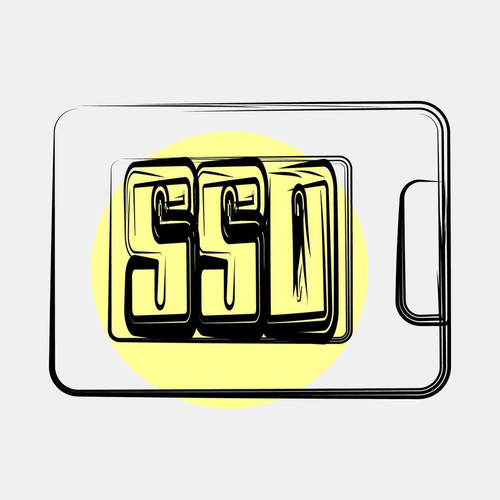 Icon ssd. Computer components elements. Icon in color spot style. vector