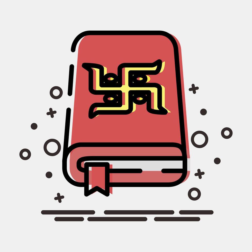 Icon holy book. Buddhism and vesak elements. Icon in MBE style. vector