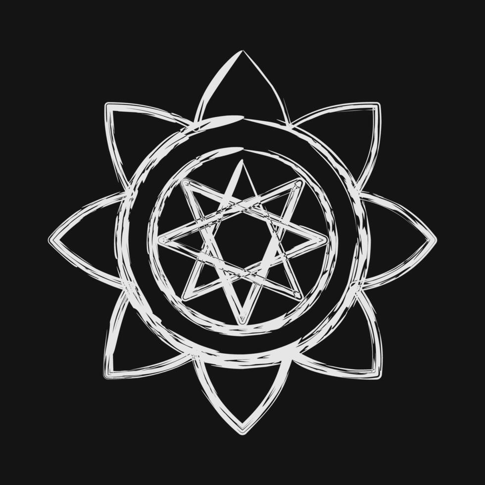Icon mandala art. Buddhism and vesak elements. Icon in chalk style. vector