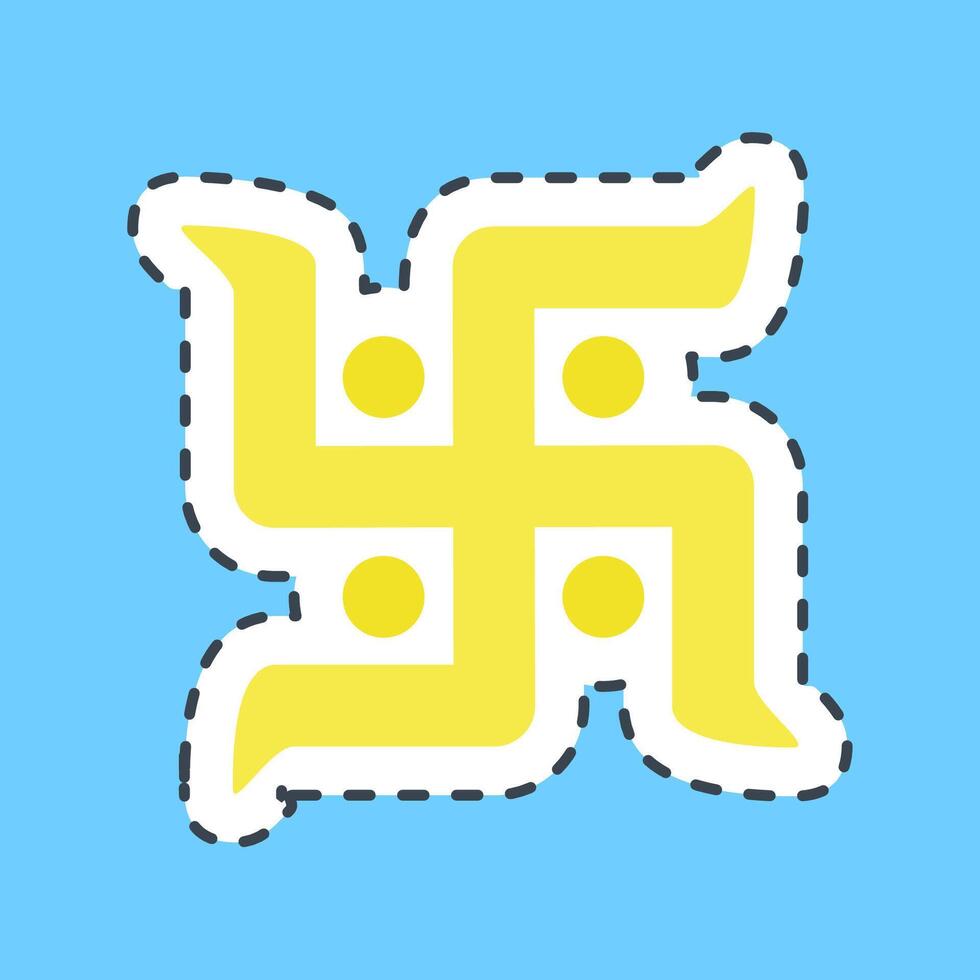 Cutting line sticker swastika. Buddhism and vesak elements. vector