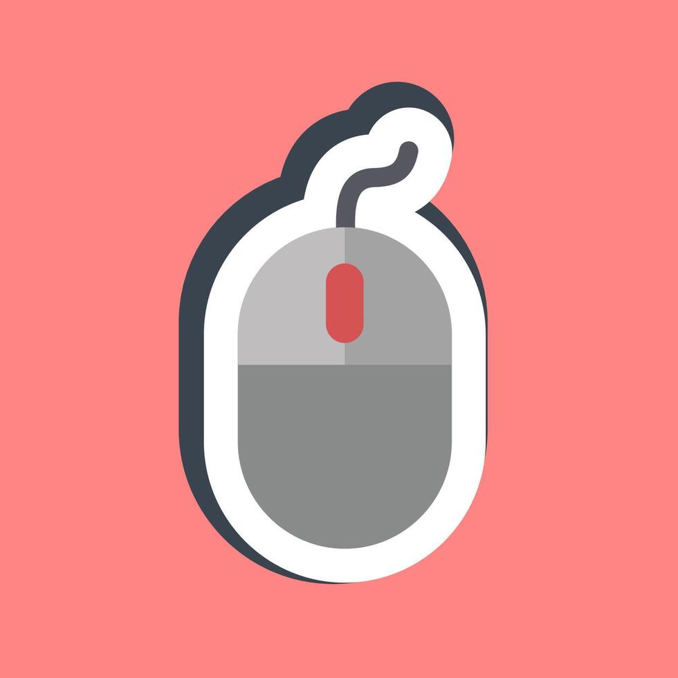 Sticker mouse. Computer components elements. vector