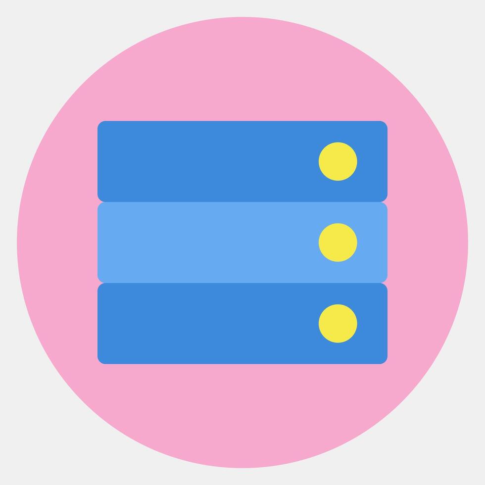 Icon database. Computer components elements. Icon in color mate style. vector