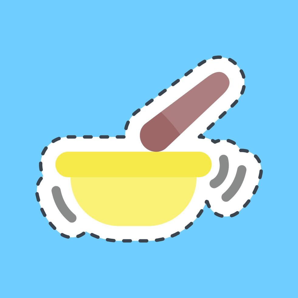 Cutting line sticker singing bowl. Buddhism and vesak elements. vector