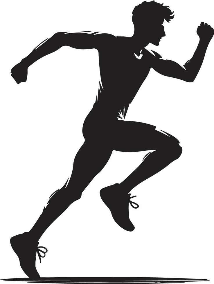 Silhouette of a man running with clenched fist against a white background art vector