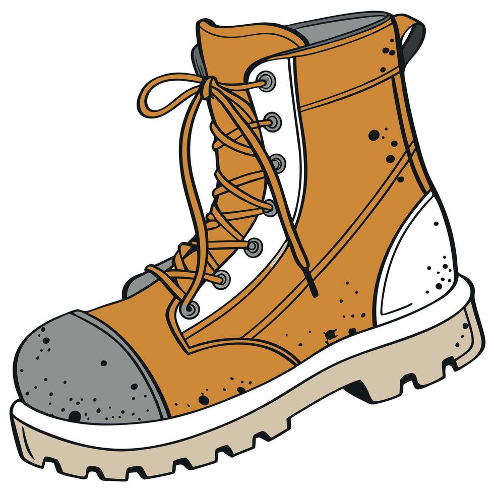 An orange boot with a white sole vector