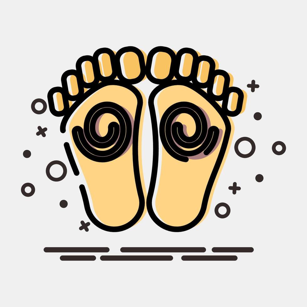 Icon buddha feet. Buddhism and vesak elements. Icon in MBE style. vector
