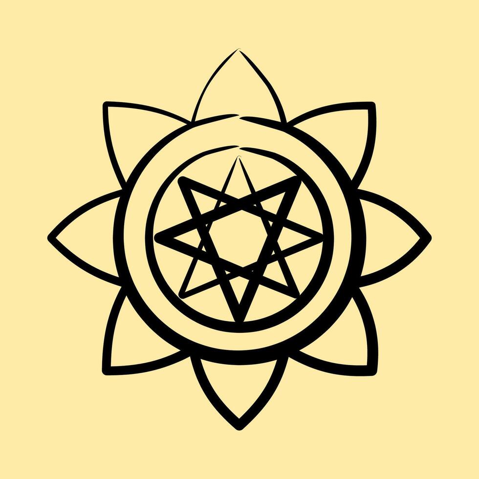 Icon mandala art. Buddhism and vesak elements. Icon in hand drawn style. vector