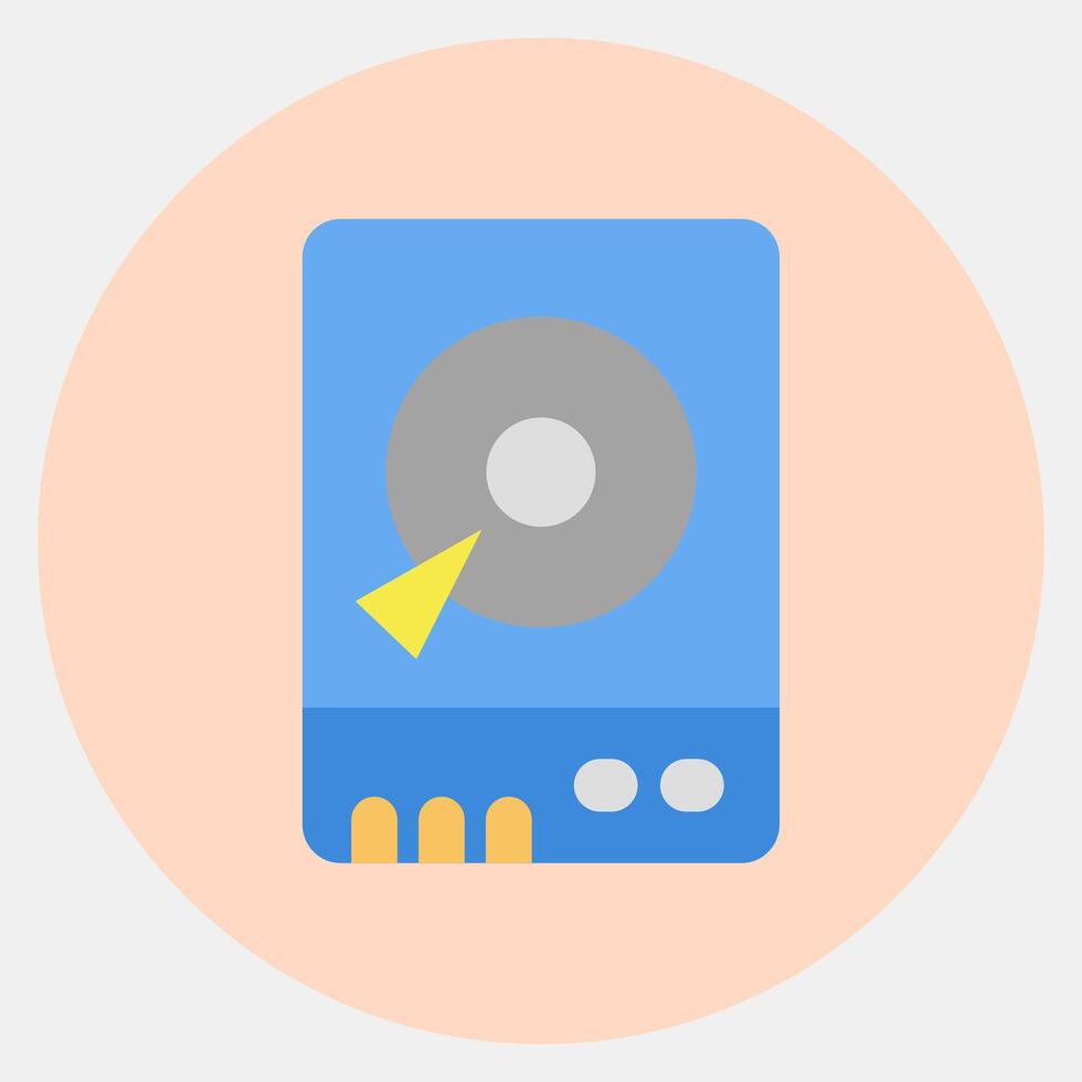 Icon hdd. Computer components elements. Icon in color mate style. vector