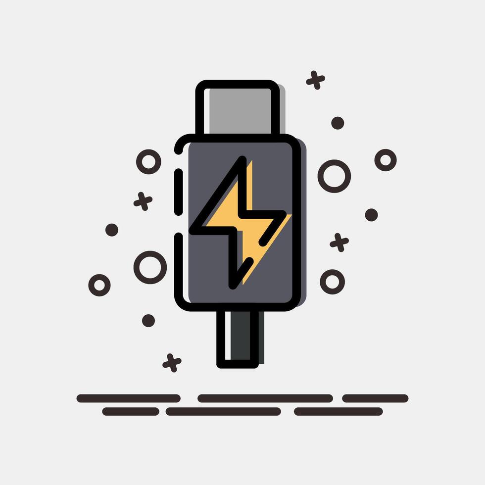 Icon thunderbolt. Computer components elements. Icon in MBE style. vector