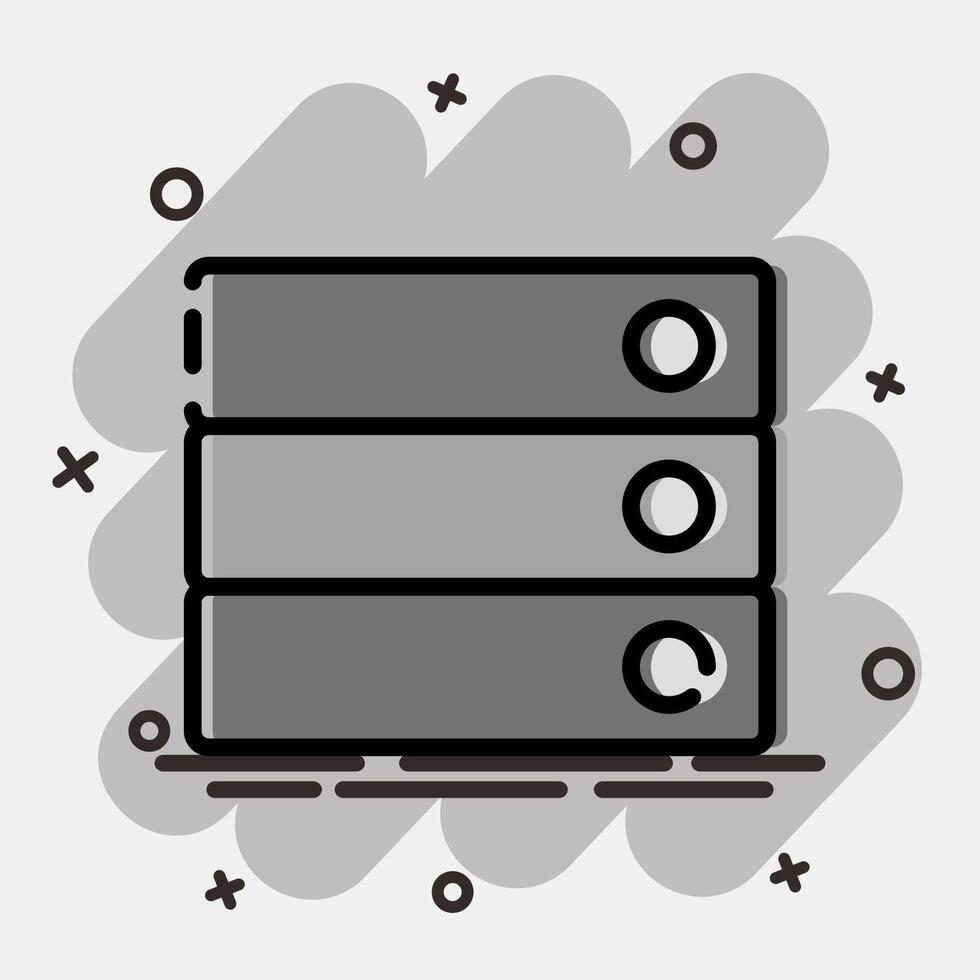 Icon database. Computer components elements. Icon in comic style. vector