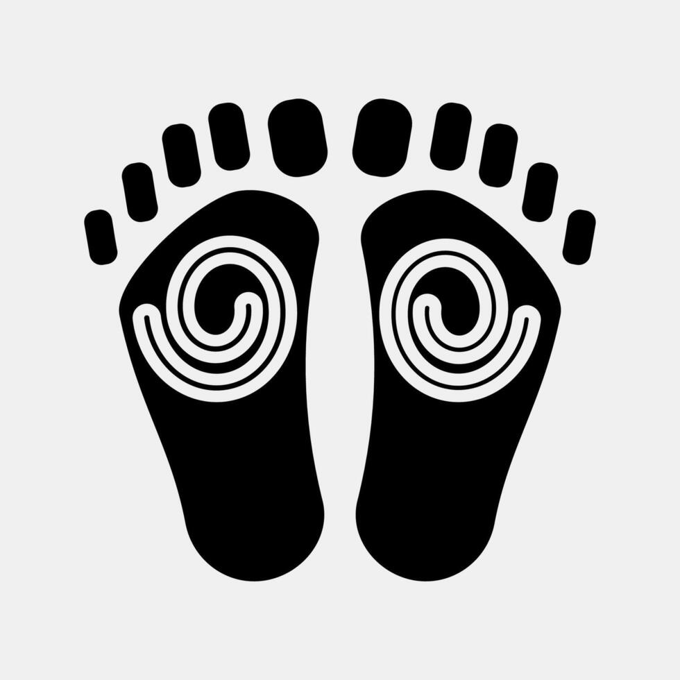 Icon buddha feet. Buddhism and vesak elements. Icon in glyph style. vector
