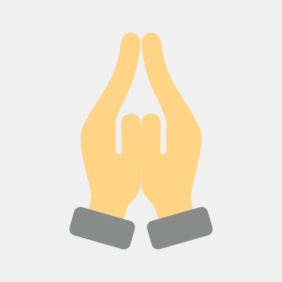 Icon prayer. Buddhism and vesak elements. Icon in flat style. vector