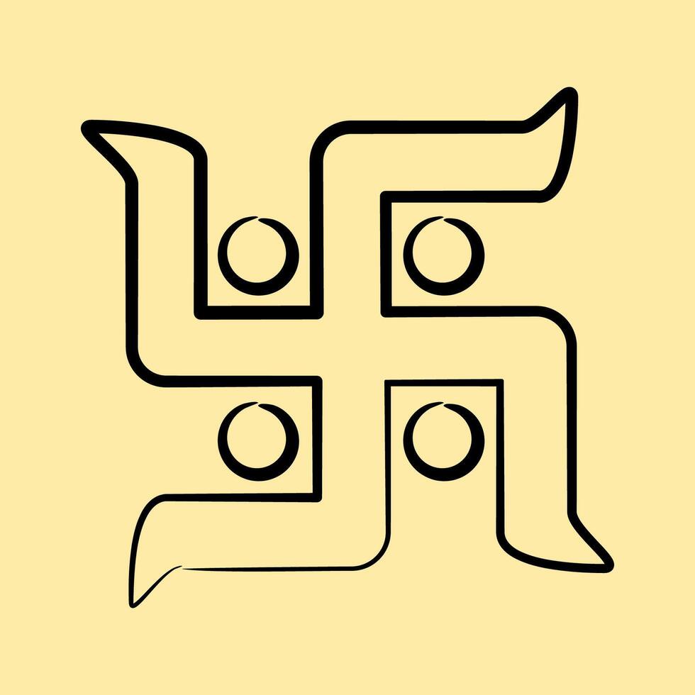 Icon swastika. Buddhism and vesak elements. Icon in hand drawn style. vector