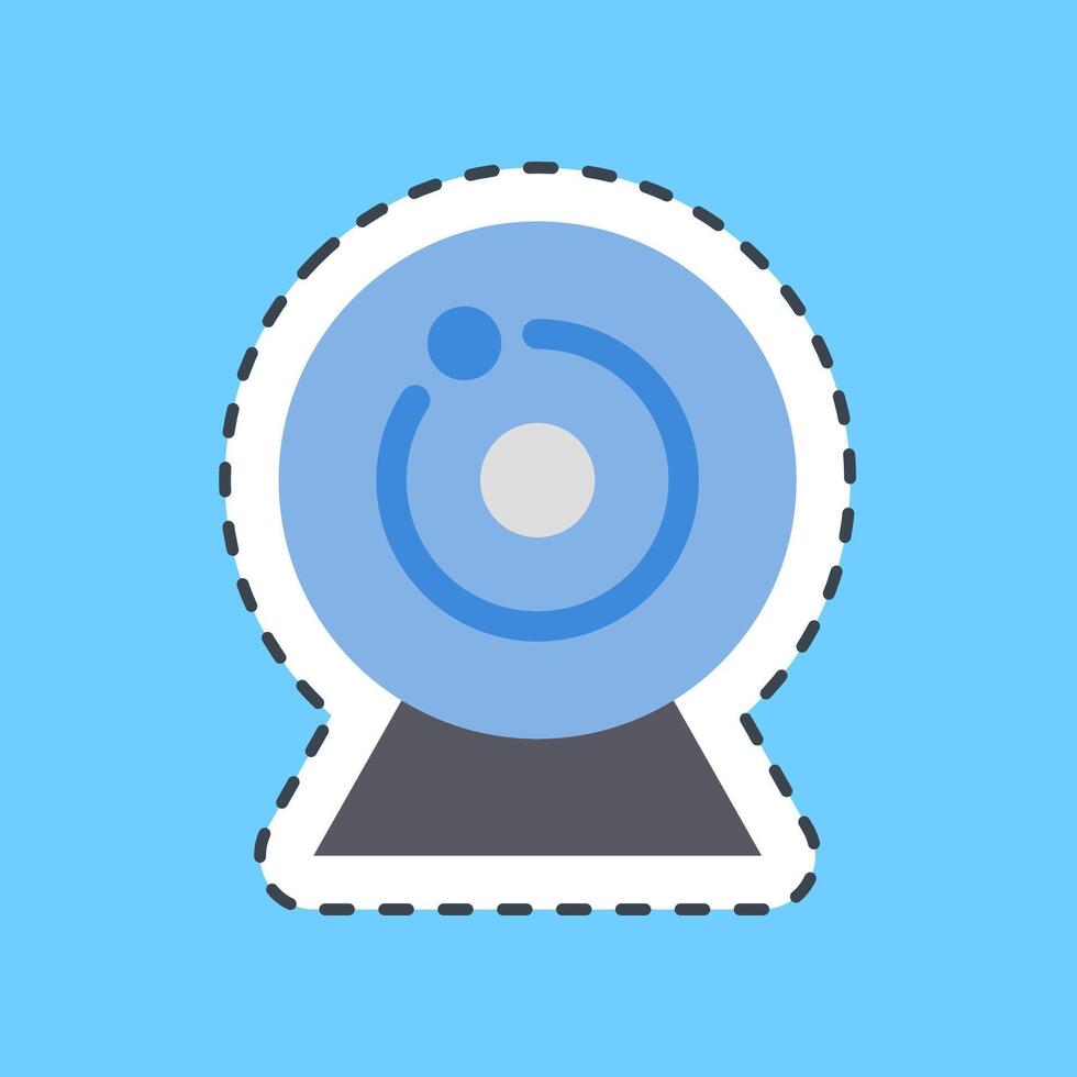 Cutting line sticker camera. Computer components elements. vector