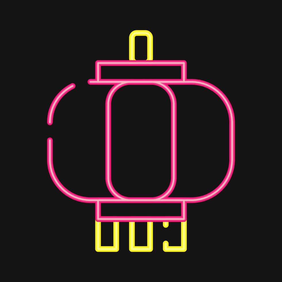 Icon lantern. Buddhism and vesak elements. Icon in neon style. vector