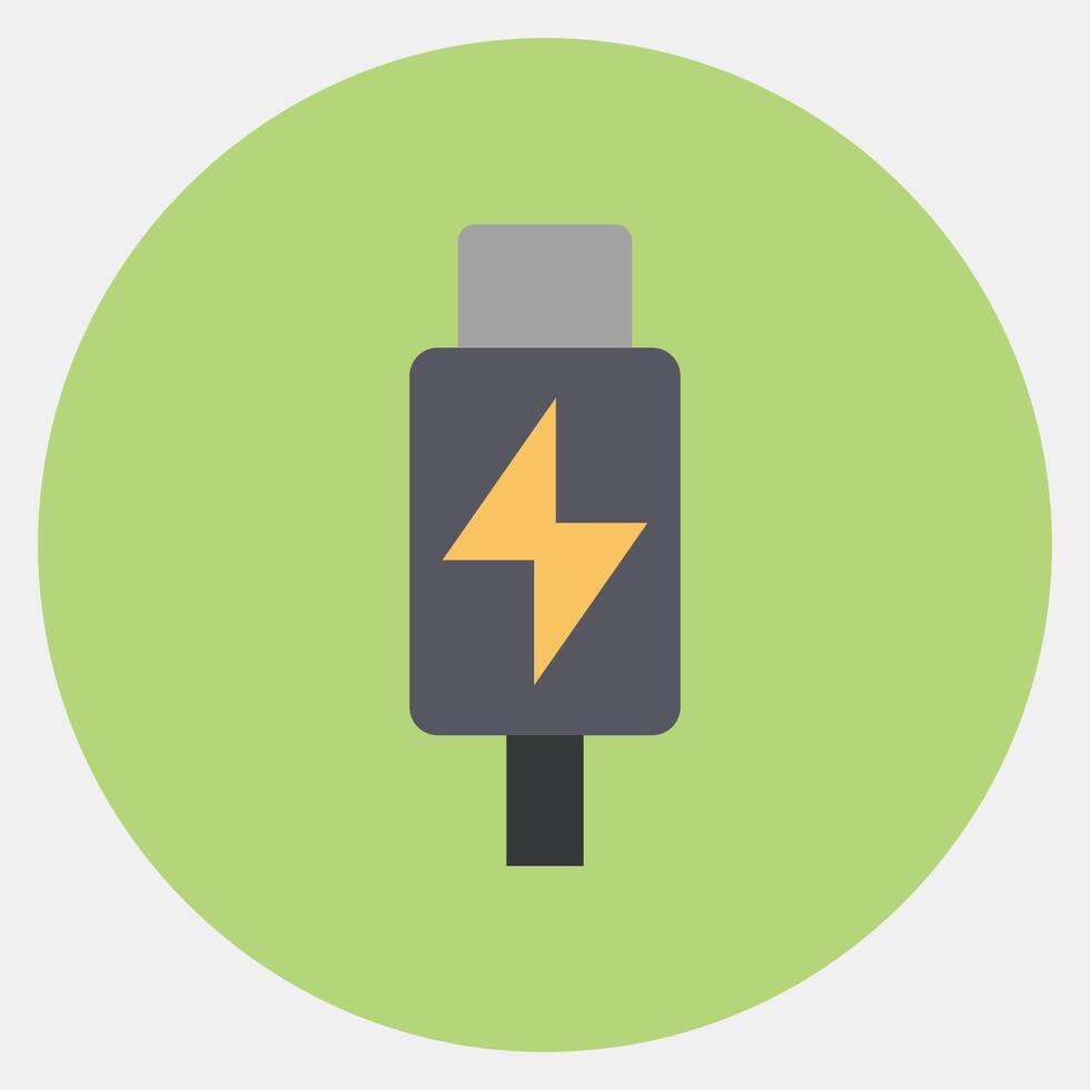 Icon thunderbolt. Computer components elements. Icon in color mate style. vector