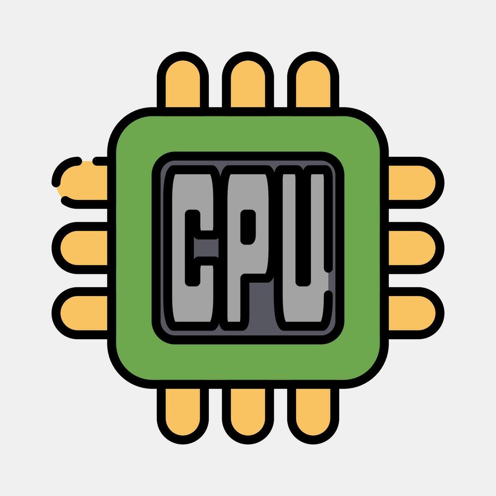 Icon processor. Computer components elements. Icon in filled line style. vector