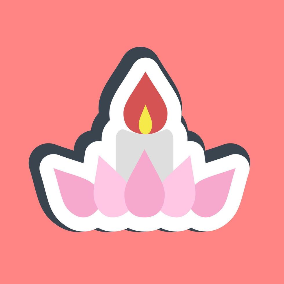 Sticker candle. Buddhism and vesak elements. vector