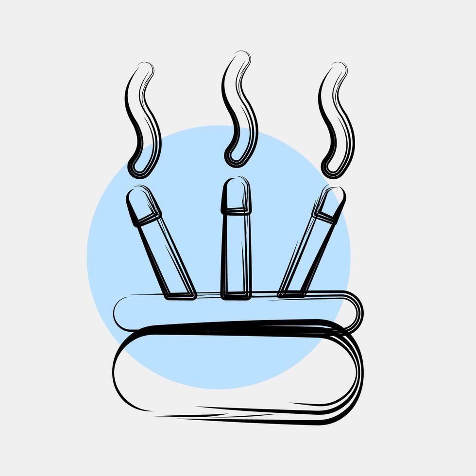 Icon incense. Buddhism and vesak elements. Icon in color spot style. vector
