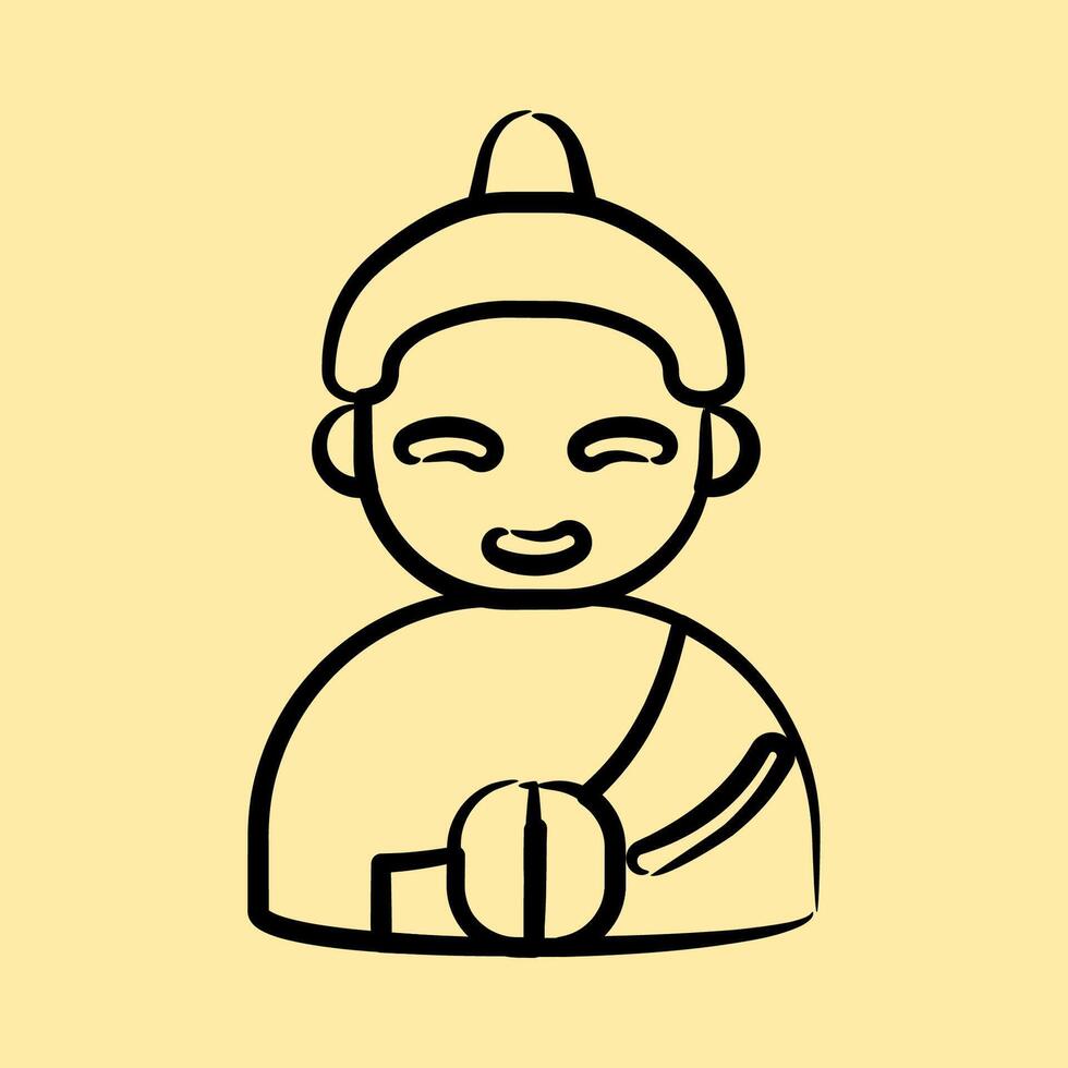 Icon buddha. Buddhism and vesak elements. Icon in hand drawn style. vector