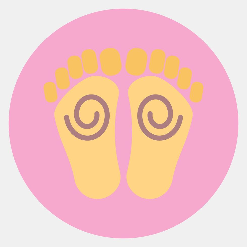 Icon buddha feet. Buddhism and vesak elements. Icon in color mate style. vector
