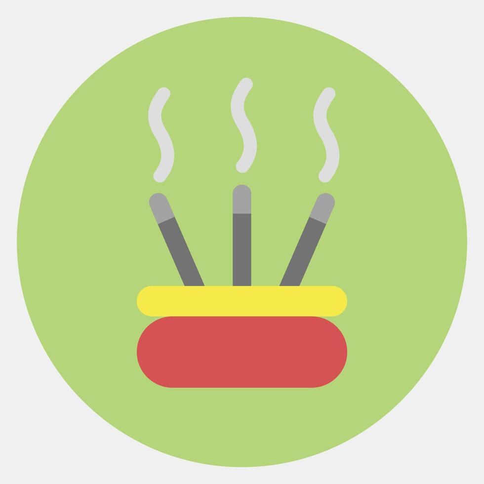 Icon incense. Buddhism and vesak elements. Icon in color mate style. vector