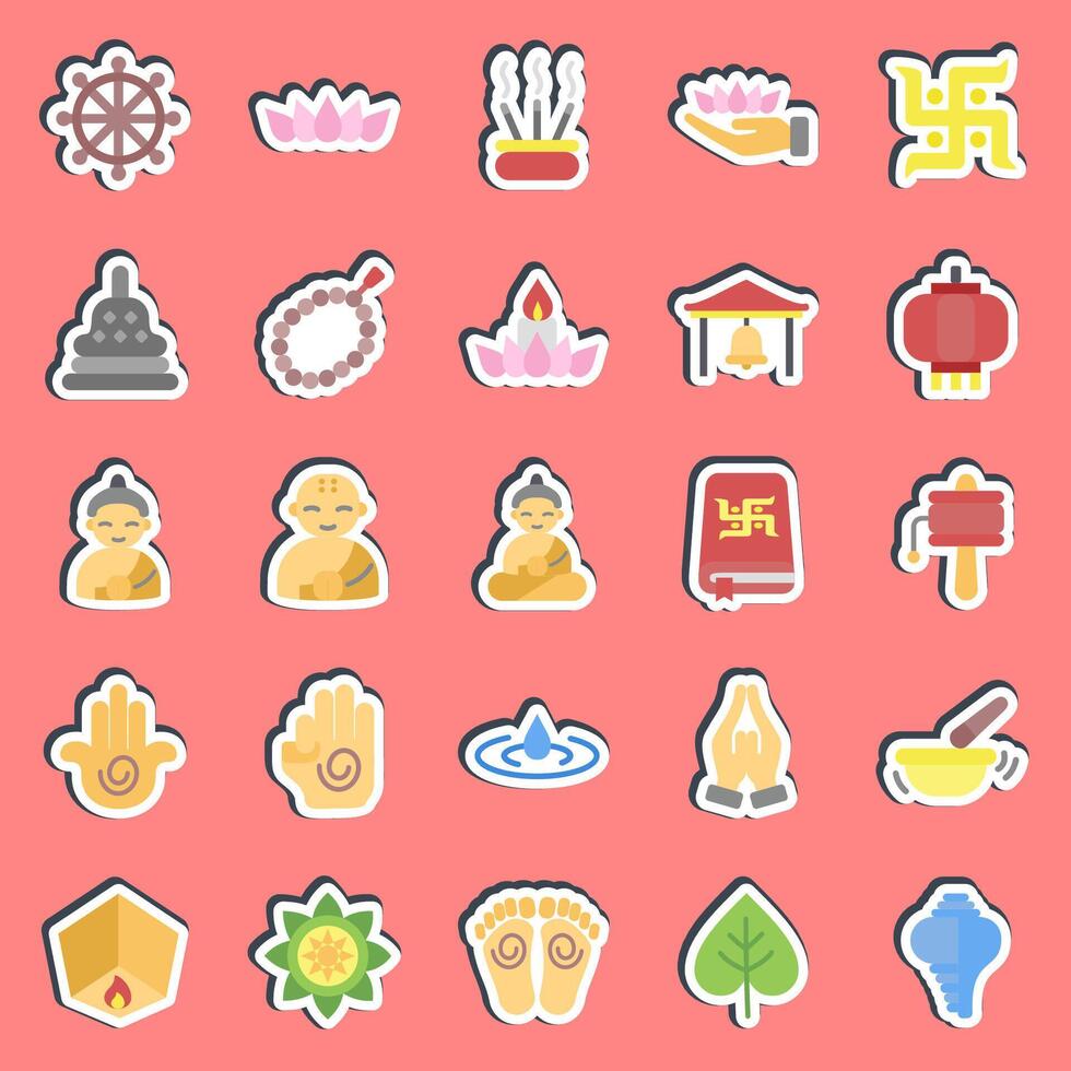 Sticker set of buddhism. Buddhism and vesak elements. vector