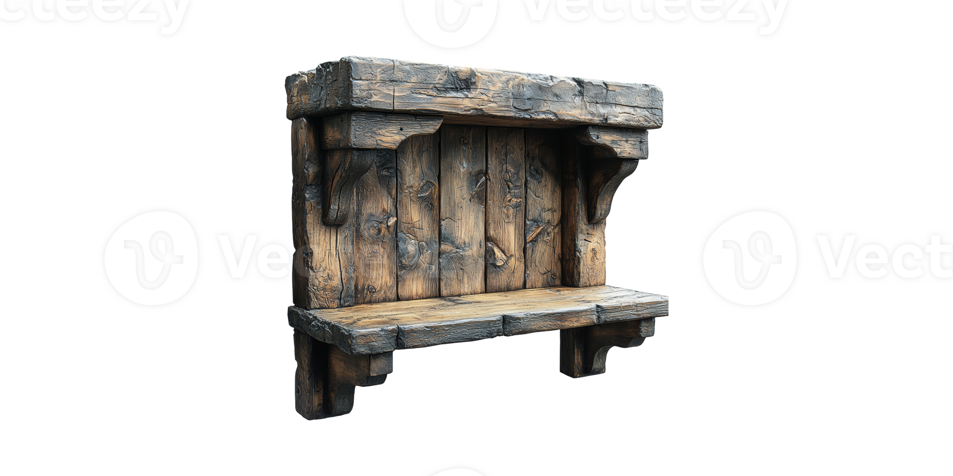 Rustic Wooden Shelf With Weathered Texture. Vintage Decor And Storage Solution Isolated On Transparent Background png