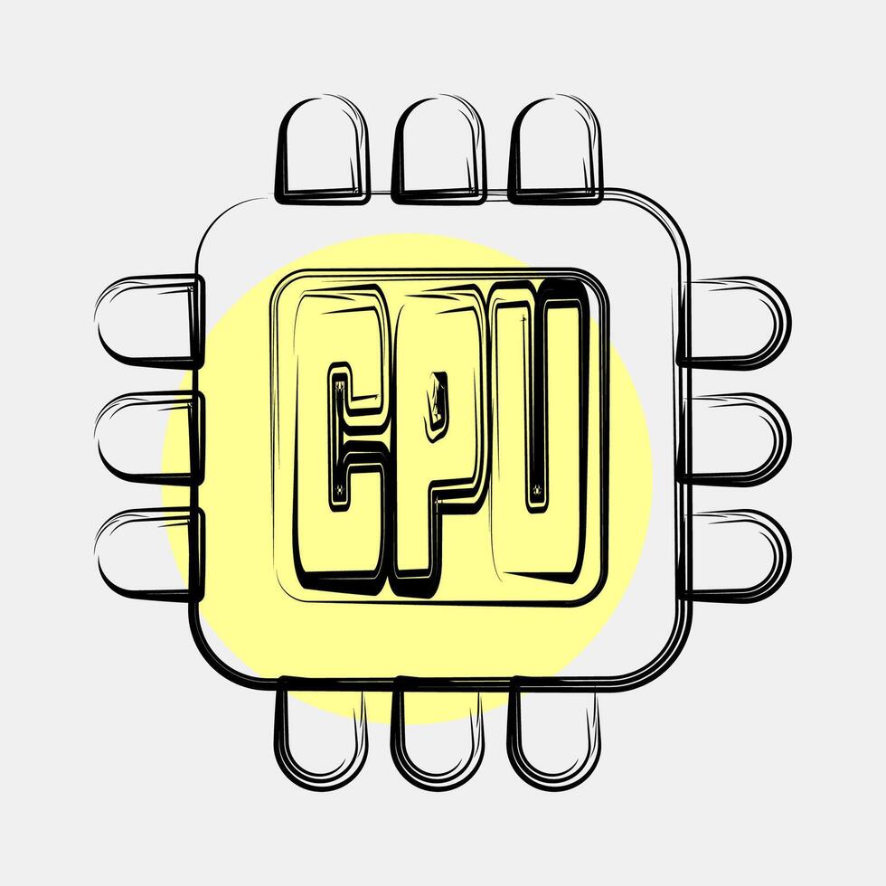 Icon processor. Computer components elements. Icon in color spot style. vector