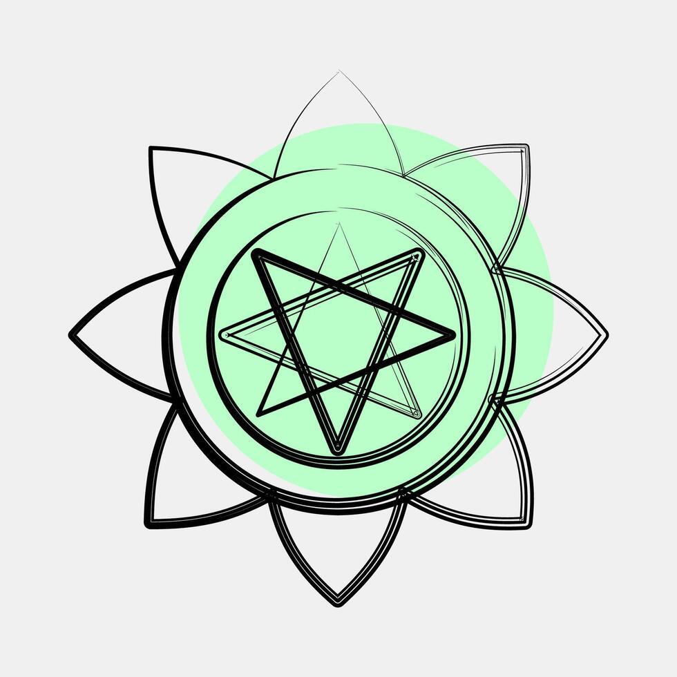 Icon mandala art. Buddhism and vesak elements. Icon in color spot style. vector