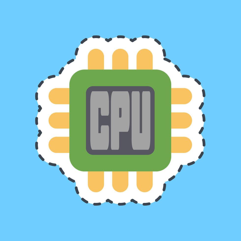 Cutting line sticker processor. Computer components elements. vector