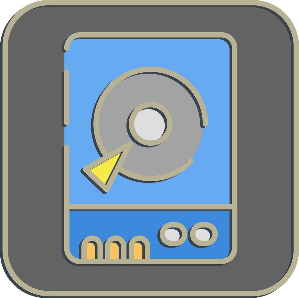 Icon hdd. Computer components elements. Icon in embossed style. vector