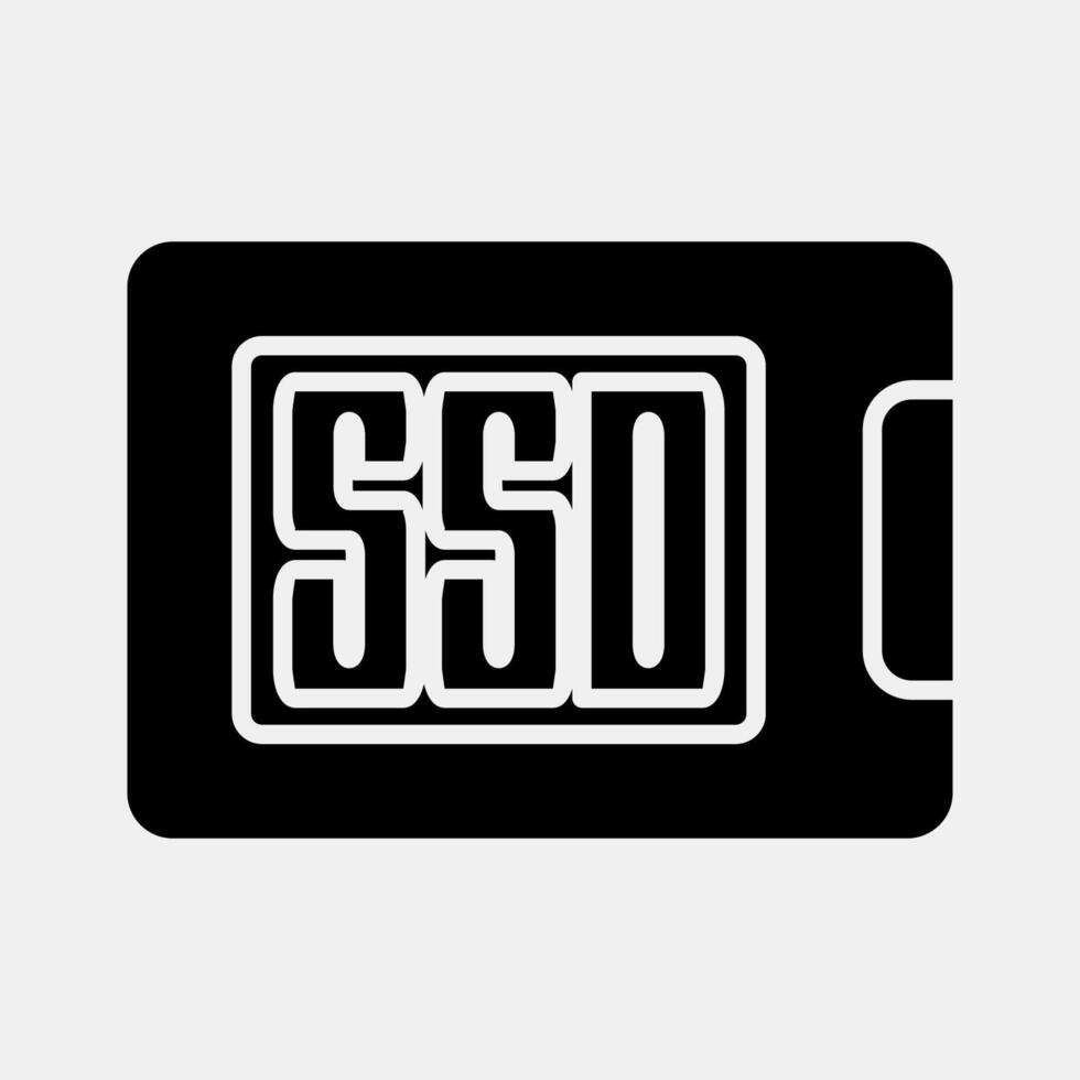 Icon ssd. Computer components elements. Icon in glyph style. vector