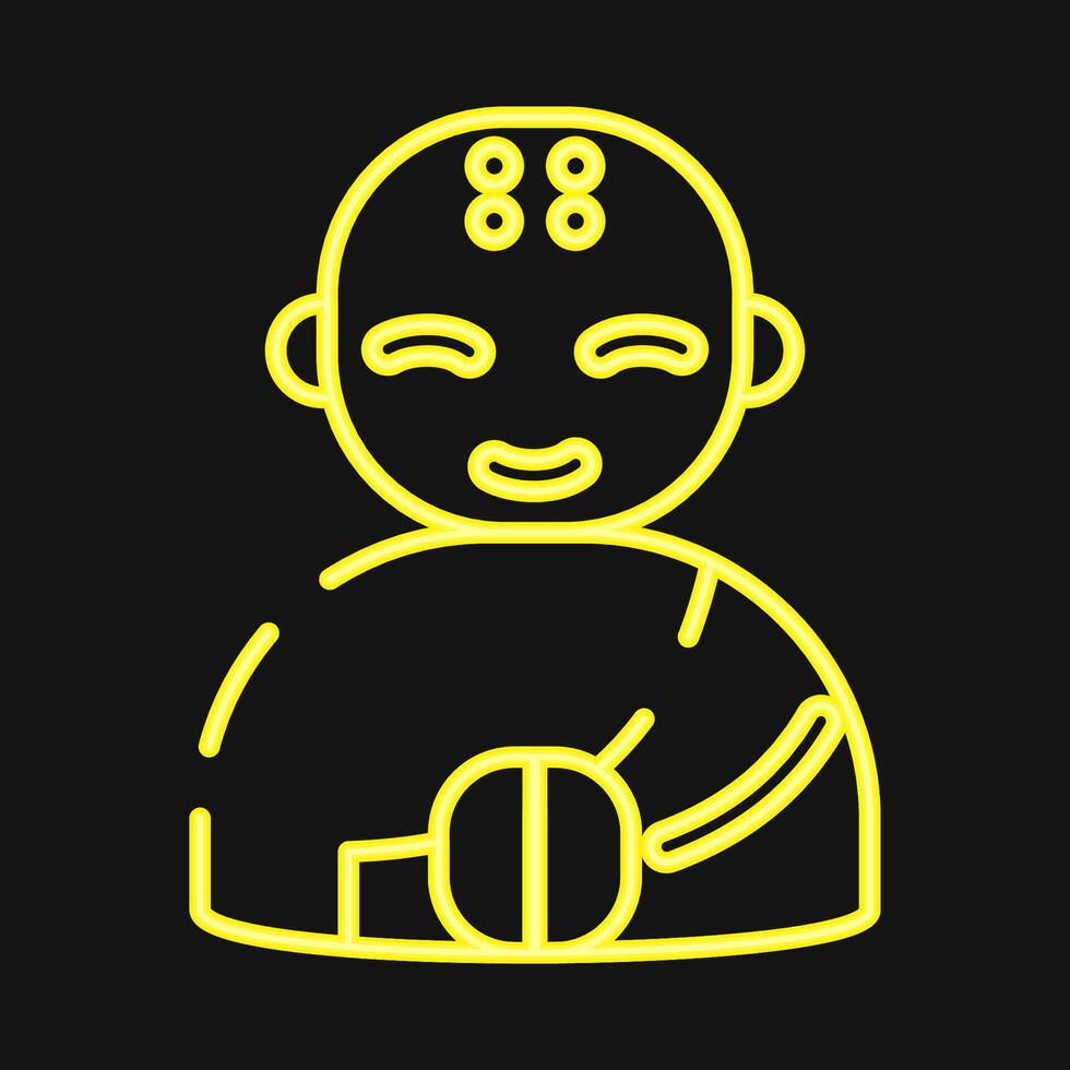 Icon monk. Buddhism and vesak elements. Icon in neon style. vector